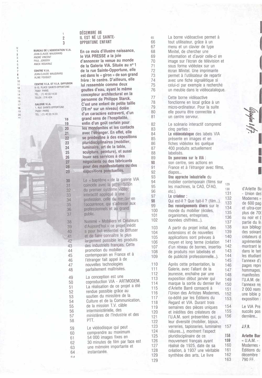 VIA PRESSE 1987 BORNE VIA